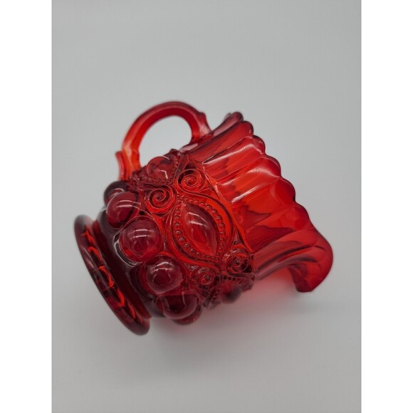 Red Glass Eye Winker Pattern Creamer Mosser USA Small Pitcher - Picture 7 of 12